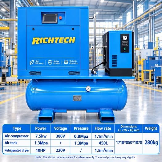 Air Compressor, Screw, Inverter, 10 HP